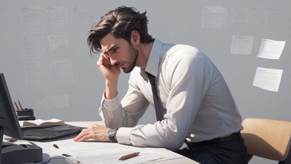 AlbedoBase_XL_A_struggling_writer_at_a_desk_pain_and_anguish_a_0